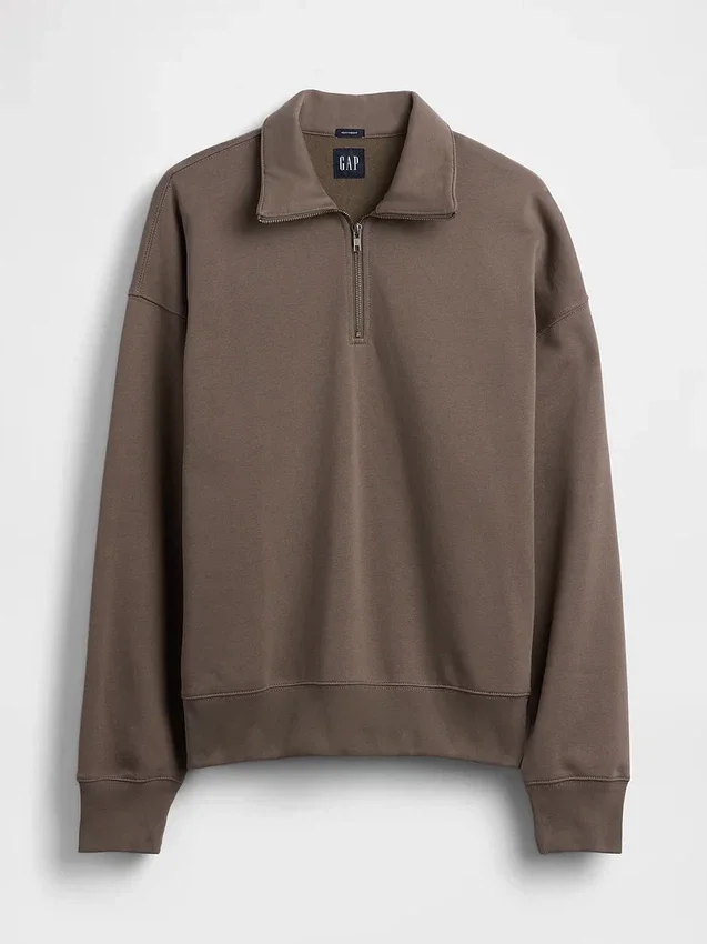 Dospělácká těžká oversized mikina s čtvrtinovým zipem