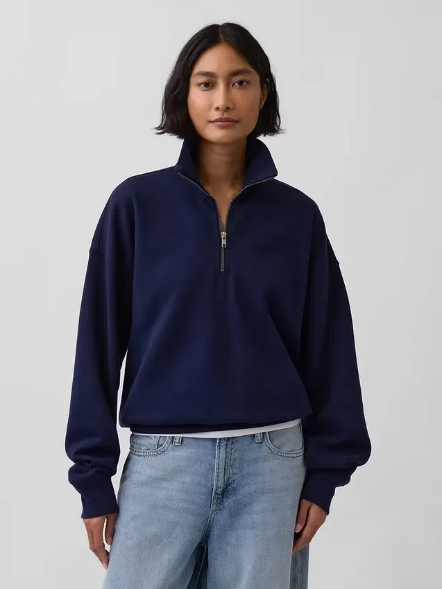 Dospělácká těžká oversized mikina s čtvrtinovým zipem