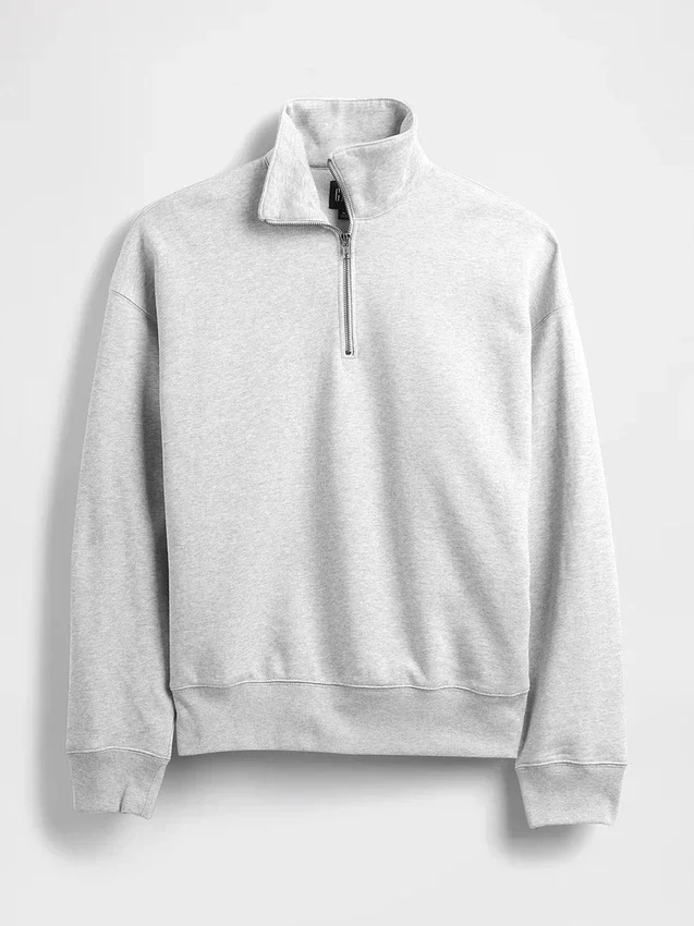 Dospělácká těžká oversized mikina s čtvrtinovým zipem