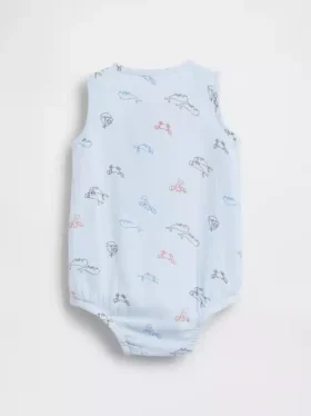Dětské bavlněné gázové body s kapeskem a výstřihem Henley