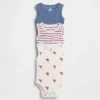 Dětské body s kapeskem a žebrovaným lemem „Baby First Favorites“ (balení po 3 kusech)