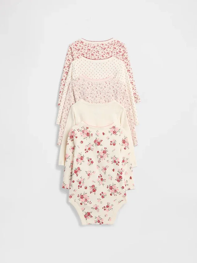 Dětské body z organické bavlny „Baby First Favorite“ (balení po 5 kusech)