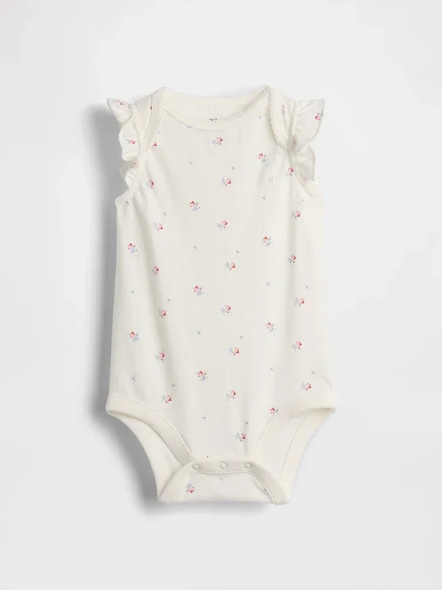 Dětské body z organické bavlny s volánkovými rukávy z řady Baby First Favorites