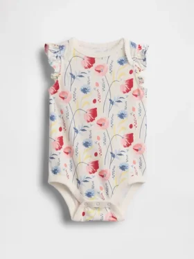 Dětské body z organické bavlny s volánkovými rukávy z řady Baby First Favorites