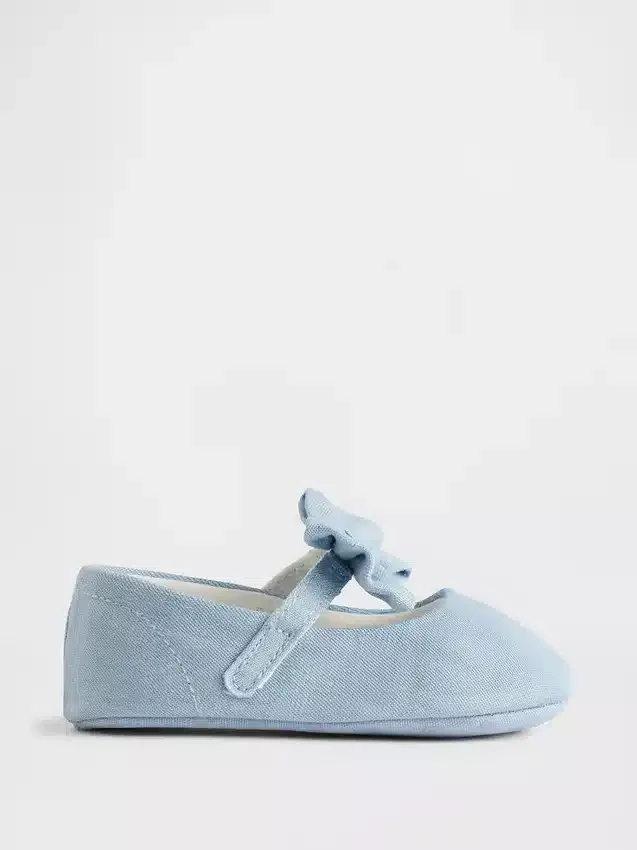 Dětské džínové boty Mary Jane s mašlí