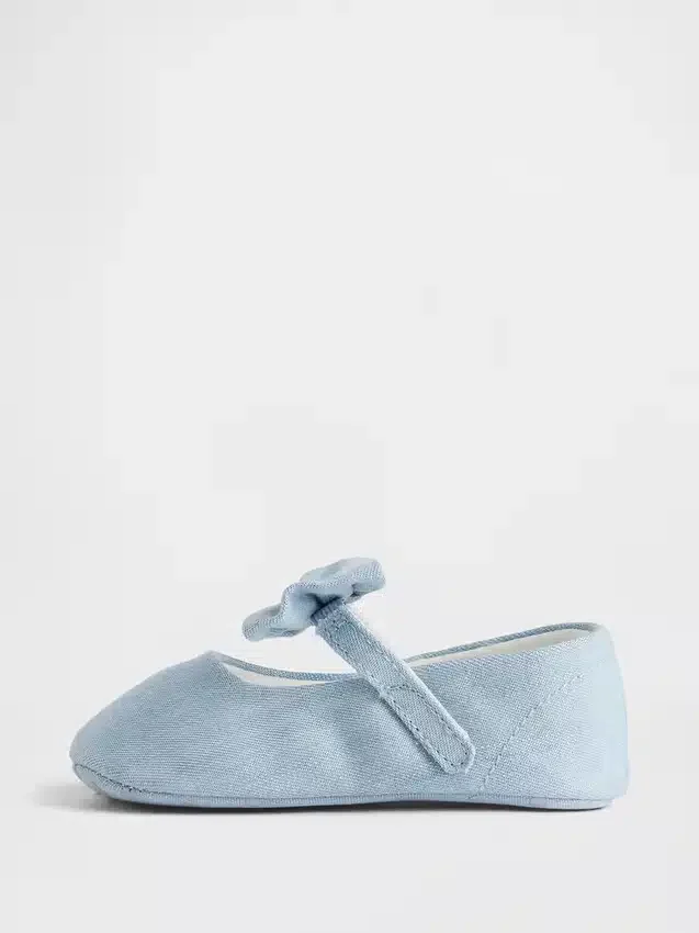 Dětské džínové boty Mary Jane s mašlí