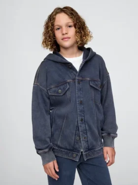 Dětská džínová bunda s kapucí Icon