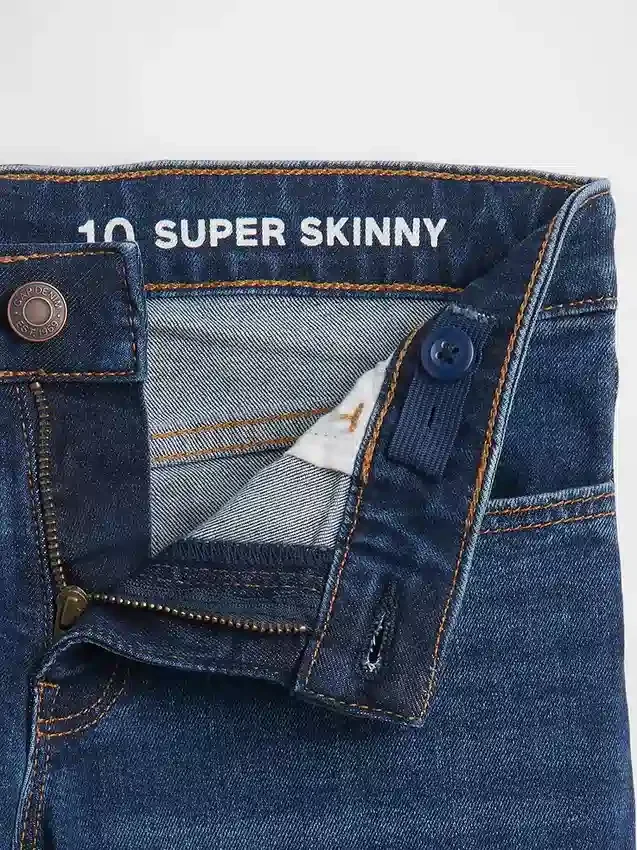 Dětské džíny s středně vysokým pasem pro každodenní nošení, super skinny