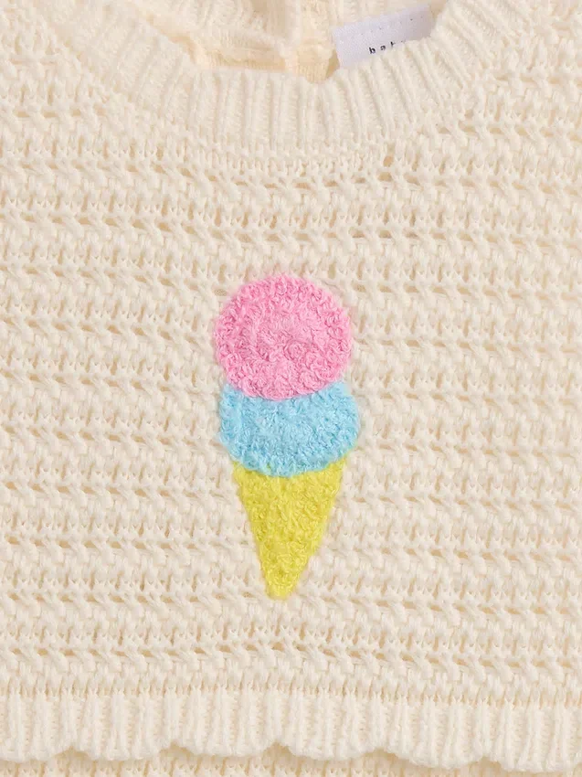 Dětské háčkované krátké overaly „Baby Ice Cream“