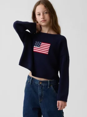 Dětský háčkovaný oversized svetr v americkém stylu