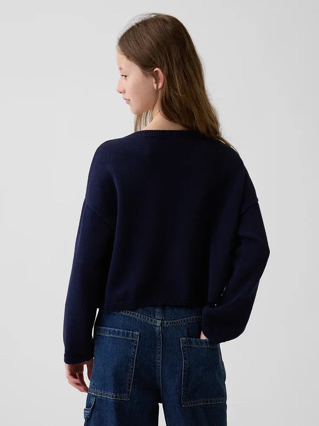 Dětský háčkovaný oversized svetr v americkém stylu