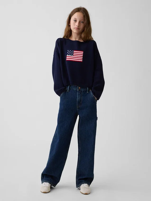 Dětský háčkovaný oversized svetr v americkém stylu