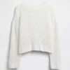 Dětský háčkovaný svetr s kulatým výstřihem v oversized střihu