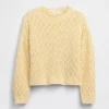 Dětský háčkovaný svetr s kulatým výstřihem v oversized střihu