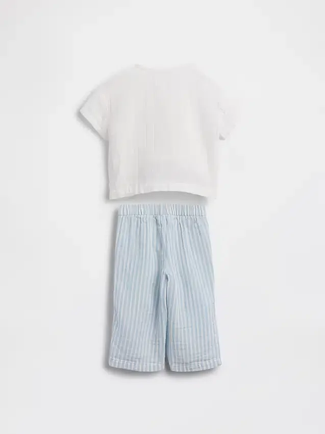 Dětský komplet s tričkem Henley z bavlněné gázy