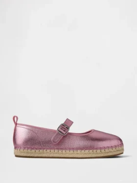 Dětské metalické espadrilky typu Mary Jane