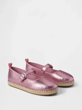 Dětské metalické espadrilky typu Mary Jane