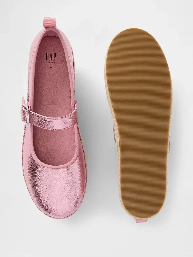 Dětské metalické espadrilky typu Mary Jane