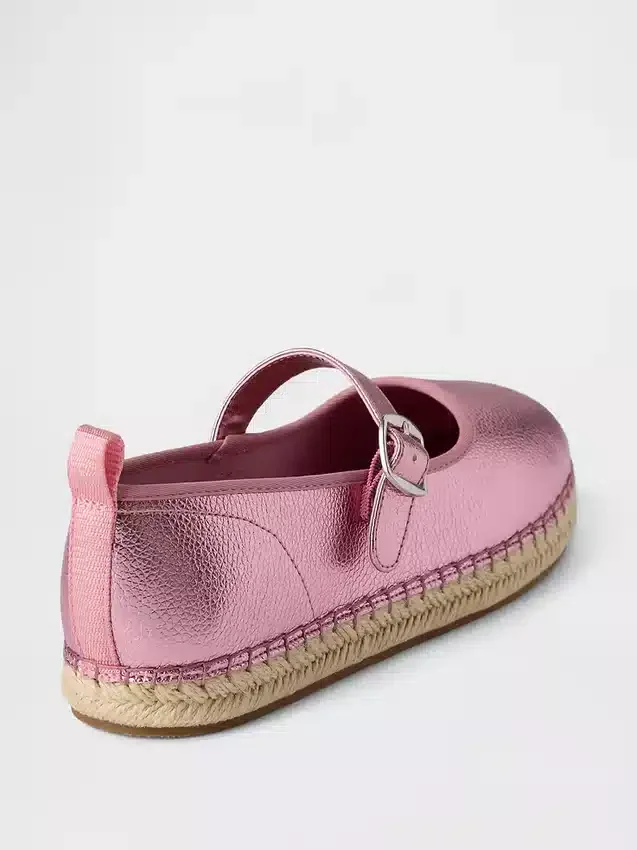 Dětské metalické espadrilky typu Mary Jane