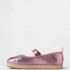 Dětské metalické espadrilky typu Mary Jane