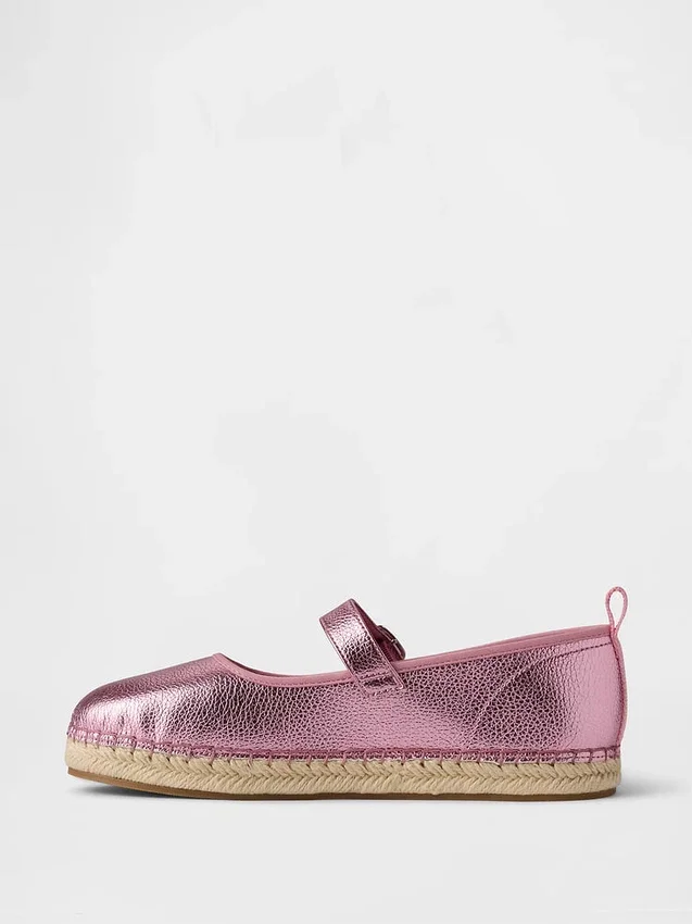 Dětské metalické espadrilky typu Mary Jane