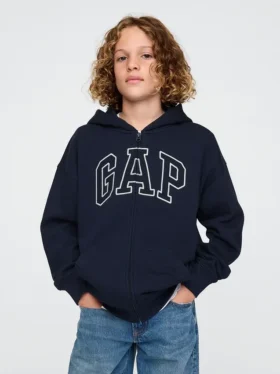 Dětská mikina s kapucí a zipem Vintagesoft Logo