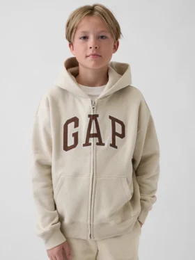 Dětská mikina s kapucí a zipem Vintagesoft Logo