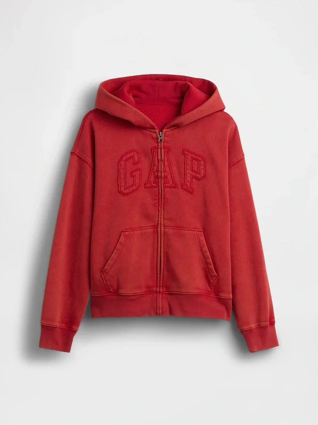 Dětská mikina s kapucí a zipem Vintagesoft Relaxed Logo