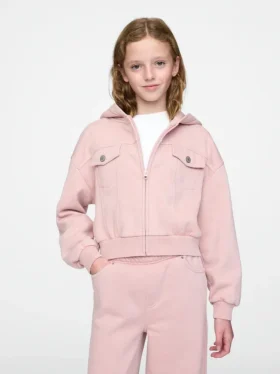 Dětská mikina s kapucí a zkráceným střihem Vintagesoft na zip