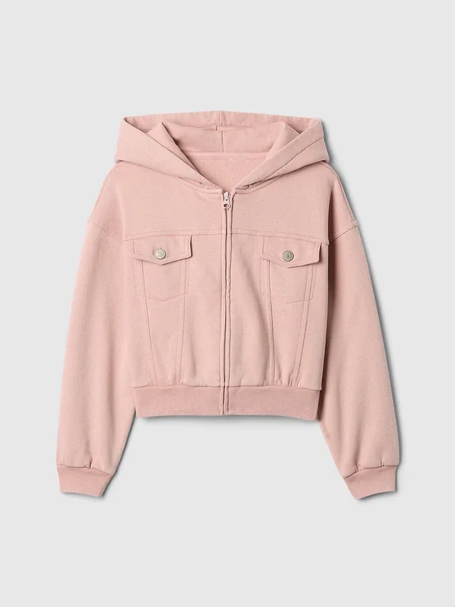 Dětská mikina s kapucí a zkráceným střihem Vintagesoft na zip