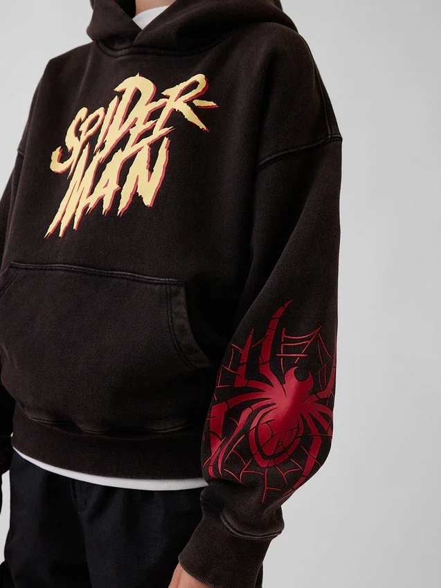 Dětská mikina s kapucí Marvel Vintagesoft Spider-Man v volném střihu