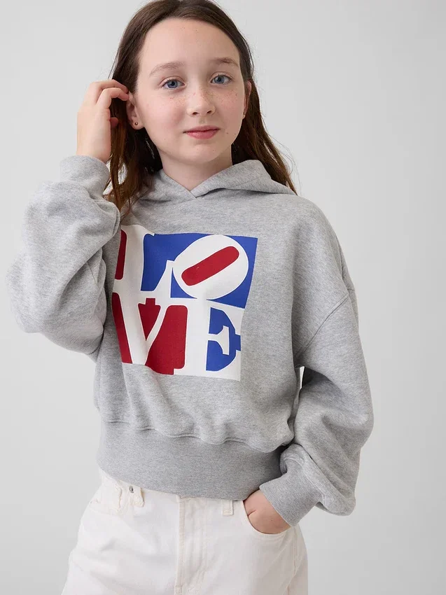 Dětská mikina s kapucí Robert Indiana Love