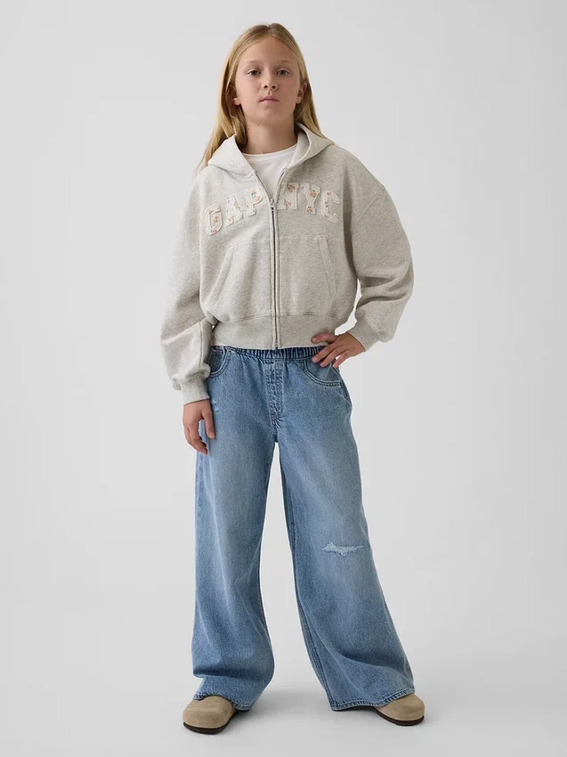 Dětská mikina s kapucí Vintagesoft Oversized Logo Zip