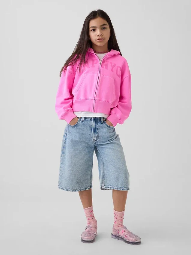Dětská mikina s kapucí Vintagesoft Oversized Logo Zip