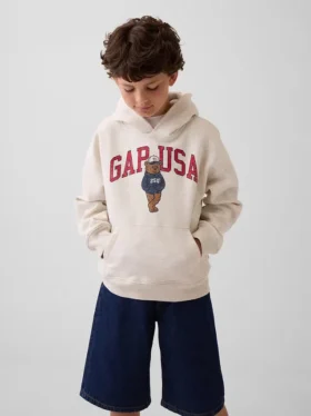 Dětská mikina s kapucí Vintagesoft s volným střihem a logem Brannan Bear