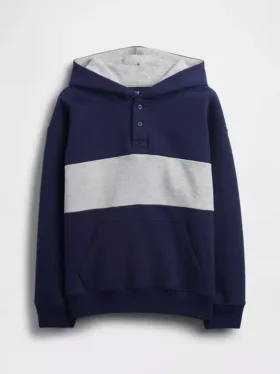 Dětská mikina s kapucí Vintagesoft v volném střihu a výstřihem Henley