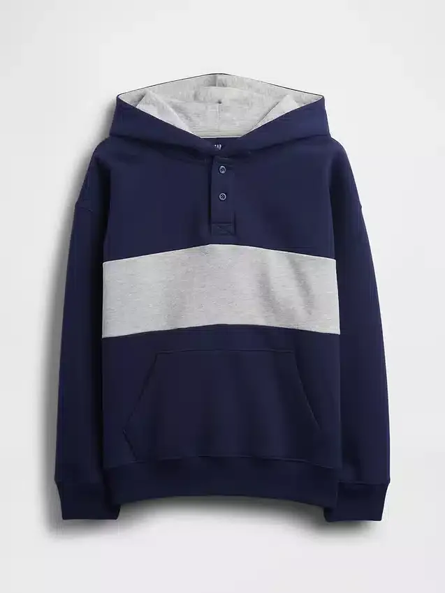 Dětská mikina s kapucí Vintagesoft v volném střihu a výstřihem Henley