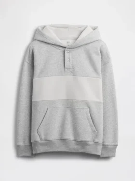 Dětská mikina s kapucí Vintagesoft v volném střihu a výstřihem Henley