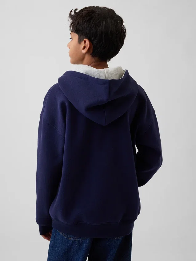Dětská mikina s kapucí Vintagesoft v volném střihu a výstřihem Henley