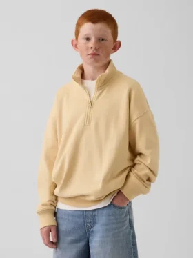 Dětská mikina Vintagesoft Terry s polozipem a volným střihem
