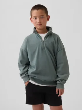Dětská mikina Vintagesoft Terry s polozipem a volným střihem
