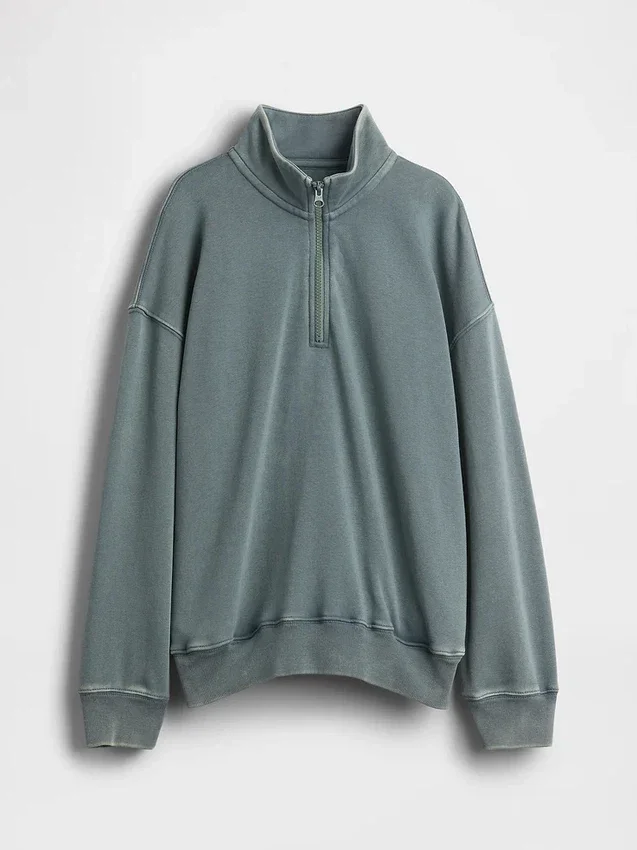 Dětská mikina Vintagesoft Terry s polozipem a volným střihem