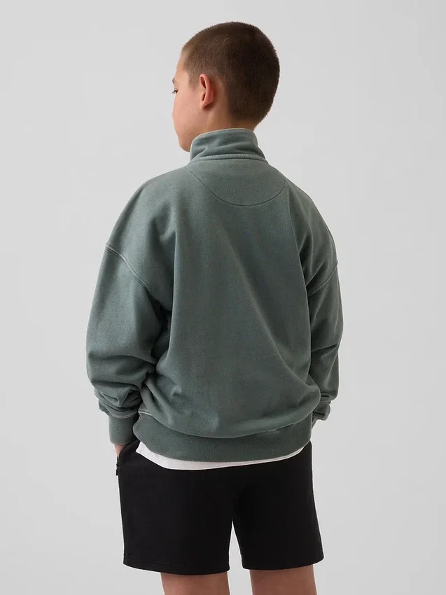 Dětská mikina Vintagesoft Terry s polozipem a volným střihem