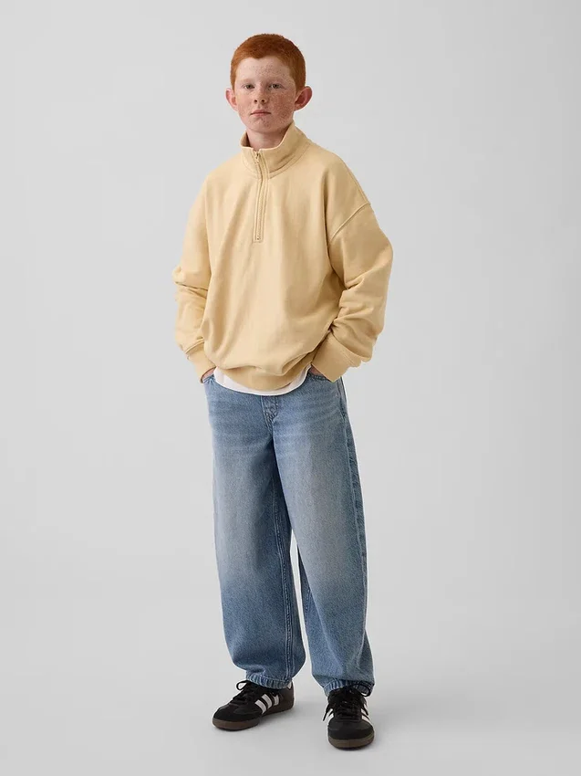 Dětská mikina Vintagesoft Terry s polozipem a volným střihem