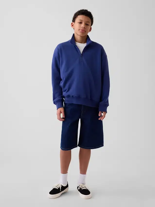 Dětská mikina Vintagesoft Terry s polozipem a volným střihem