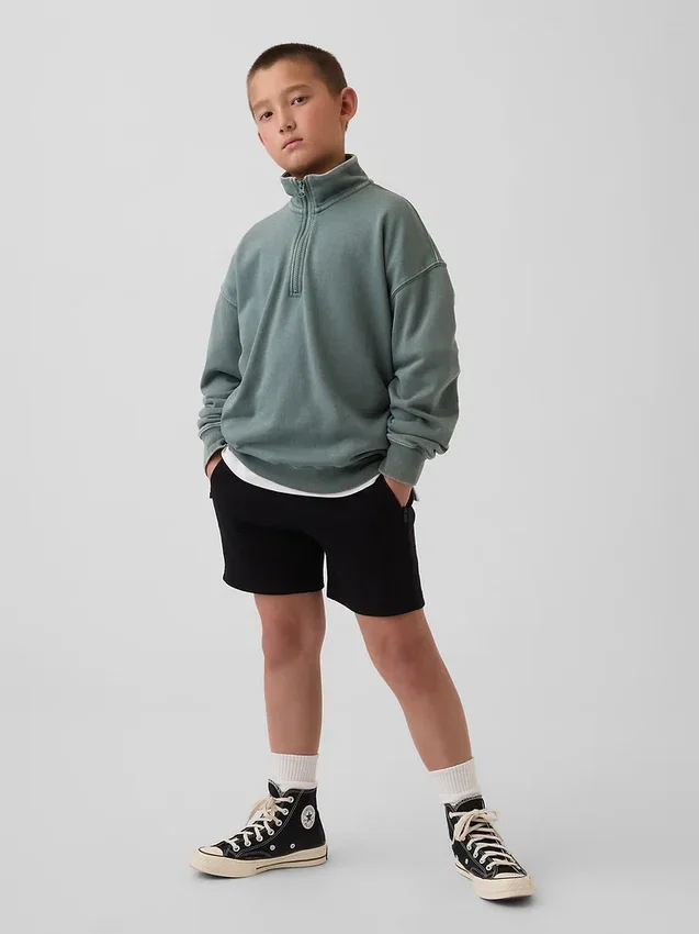 Dětská mikina Vintagesoft Terry s polozipem a volným střihem