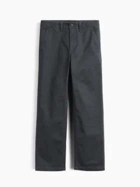 Dětské moderní uniformní kalhoty s volným rovným střihem v khaki barvě