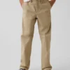 Dětské moderní uniformní kalhoty s volným rovným střihem v khaki barvě