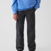 Dětské moderní uniformní kalhoty s volným rovným střihem v khaki barvě