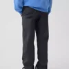 Dětské moderní uniformní kalhoty s volným rovným střihem v khaki barvě